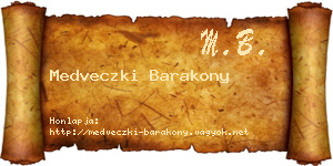 Medveczki Barakony névjegykártya